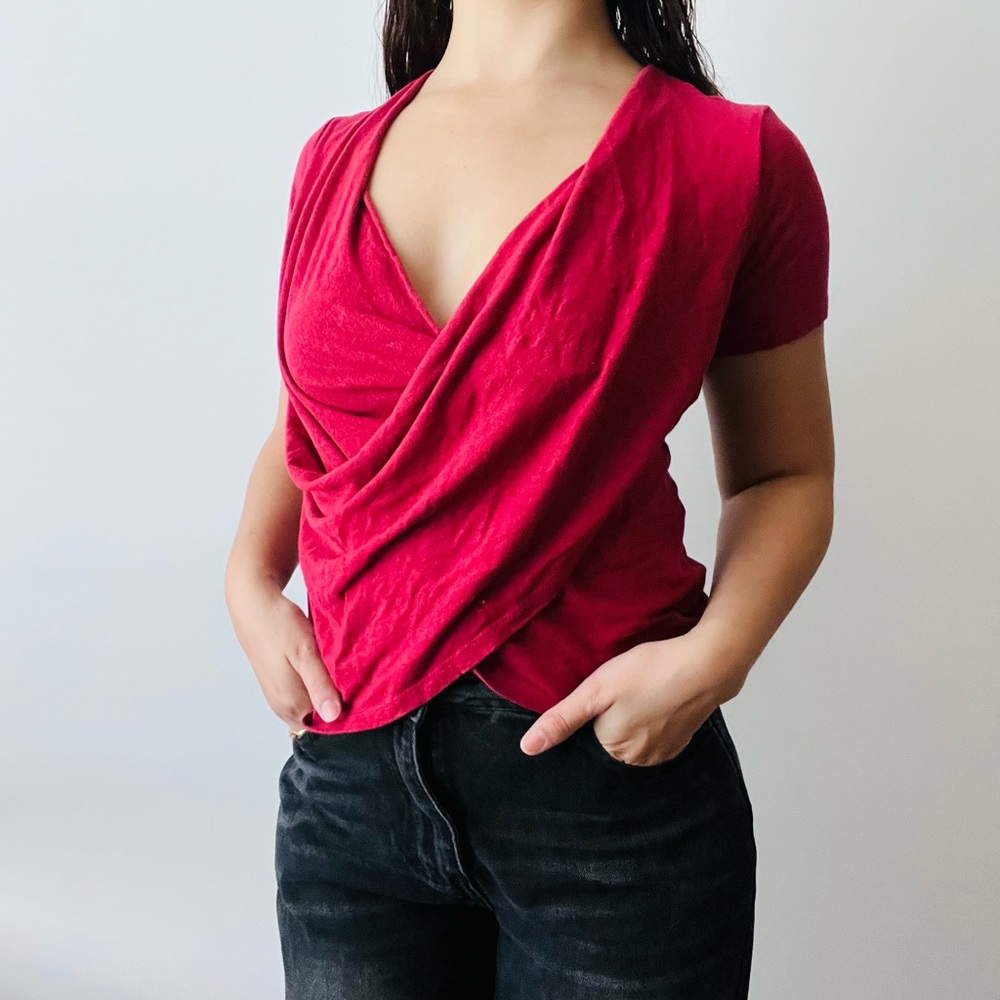 1. State Vibrant Red wrap top